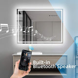 Gominimo Bluetooth LED Bathroom Mirror 800mm Rectangular with Anti-Fog Function - 45-Degree Angle