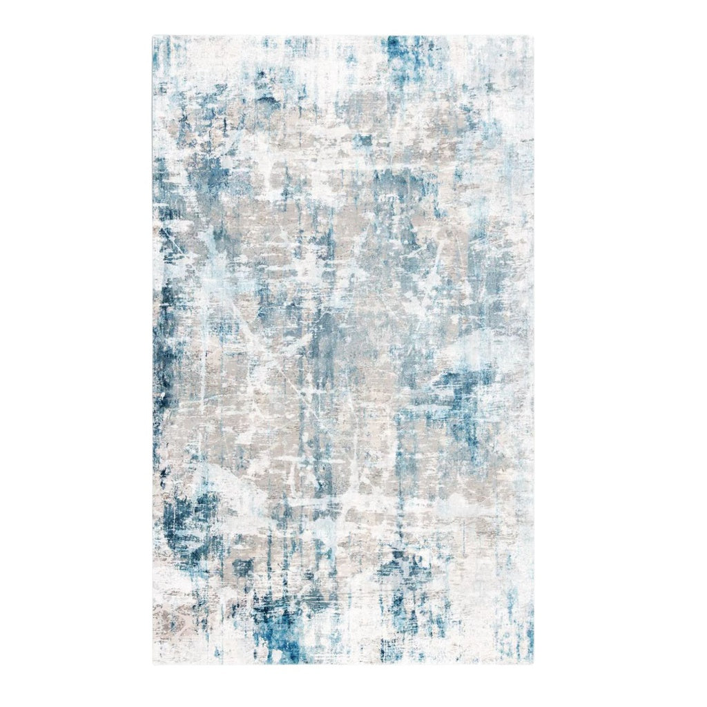 Elegant Abstract Blue and Grey Floor Mat - 160x230cm