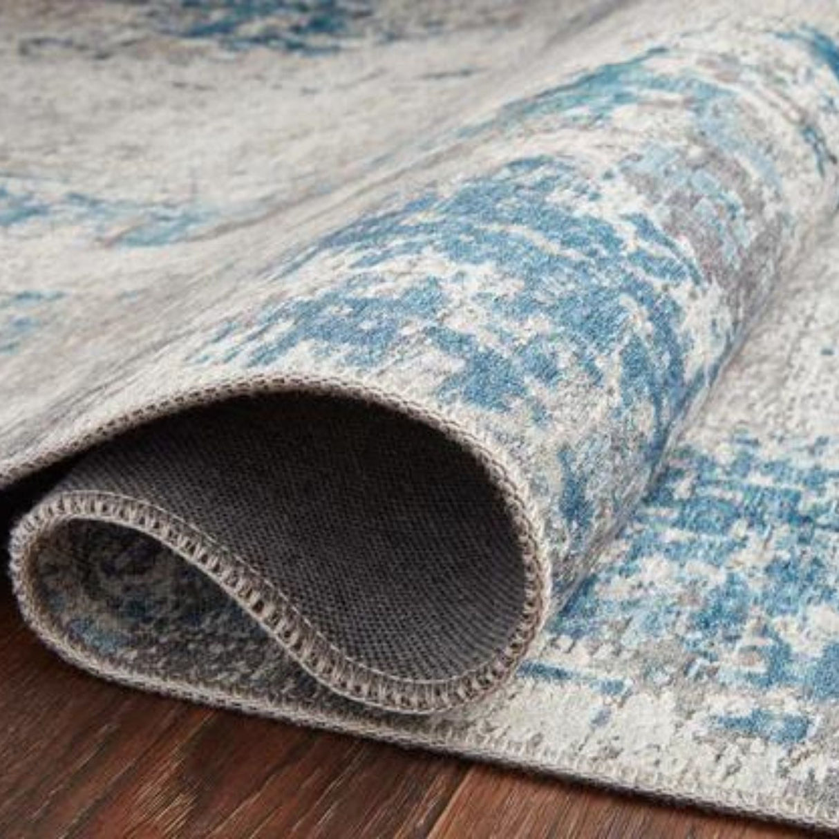 Elegant Abstract Blue and Grey Floor Mat - 160x230cm
