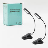 9-LED Adjustable Brightness Clip-On Reading Light with USB Charging - Front View