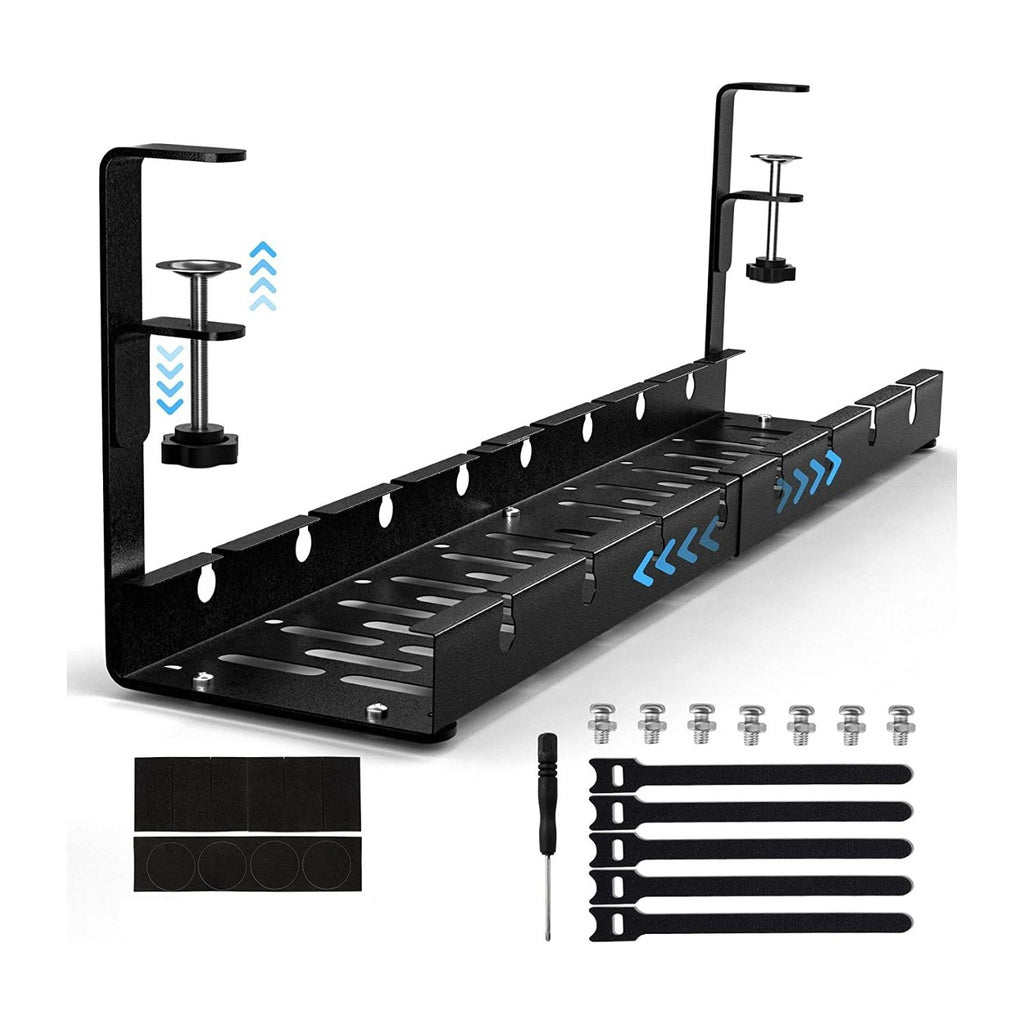 GOMINIMO Adjustable Cable Management Tray - No Drill Installation (Black)