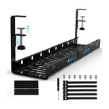 GOMINIMO Adjustable Cable Management Tray - No Drill Installation (Black) - Front View