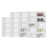 Premium 24-Pack White Plastic Shoe Organizer with Transparent Doors