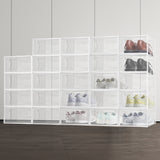 Premium 24-Pack White Plastic Shoe Organizer with Transparent Doors - Side View