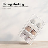 Premium 24-Pack White Plastic Shoe Organizer with Transparent Doors - 45-Degree Angle