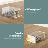 Premium 24-Pack White Plastic Shoe Organizer with Transparent Doors - Rear View