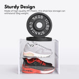 Premium 24-Pack White Plastic Shoe Organizer with Transparent Doors - Close-Up Angle