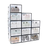 GOMINIMO Plastic Shoe Box 12 PCS Large Size (Black)