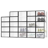 Premium 24-Pack Black Transparent Shoe Storage Boxes - GOMINIMO