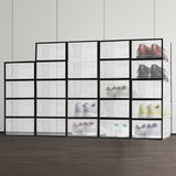 Premium 24-Pack Black Transparent Shoe Storage Boxes - GOMINIMO - Side View