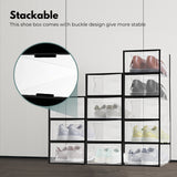 Premium 24-Pack Black Transparent Shoe Storage Boxes - GOMINIMO - Top-Down View