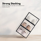 Premium 24-Pack Black Transparent Shoe Storage Boxes - GOMINIMO - 45-Degree Angle