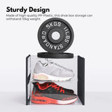 Premium 24-Pack Black Transparent Shoe Storage Boxes - GOMINIMO - Close-Up Angle