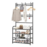 GOMINIMO Clothes Rack with Shoe Rack Shelves (Black)