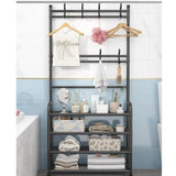GOMINIMO Clothes Rack with Shoe Rack Shelves (Black) - 45-Degree Angle