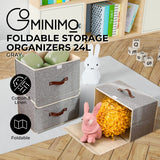 GOMINIMO 3 Pack 24L Foldable Storage Organizers (Gray) - Front View