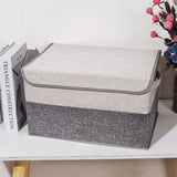 GOMINIMO 2 Pack 29L Foldable Storage Organizers (Gray + Beige) - Low Angle