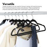 GOMINIMO 30 Pack of Non-Slip Velvet Suit Hangers with Tie Organisers (Black) - Side View
