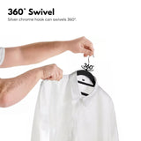 GOMINIMO 30 Pack of Non-Slip Velvet Suit Hangers with Tie Organisers (Black) - Rear View
