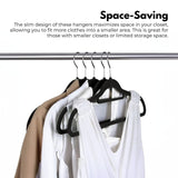 GOMINIMO 30 Pack of Non-Slip Velvet Suit Hangers with Tie Organisers (Black) - Low Angle