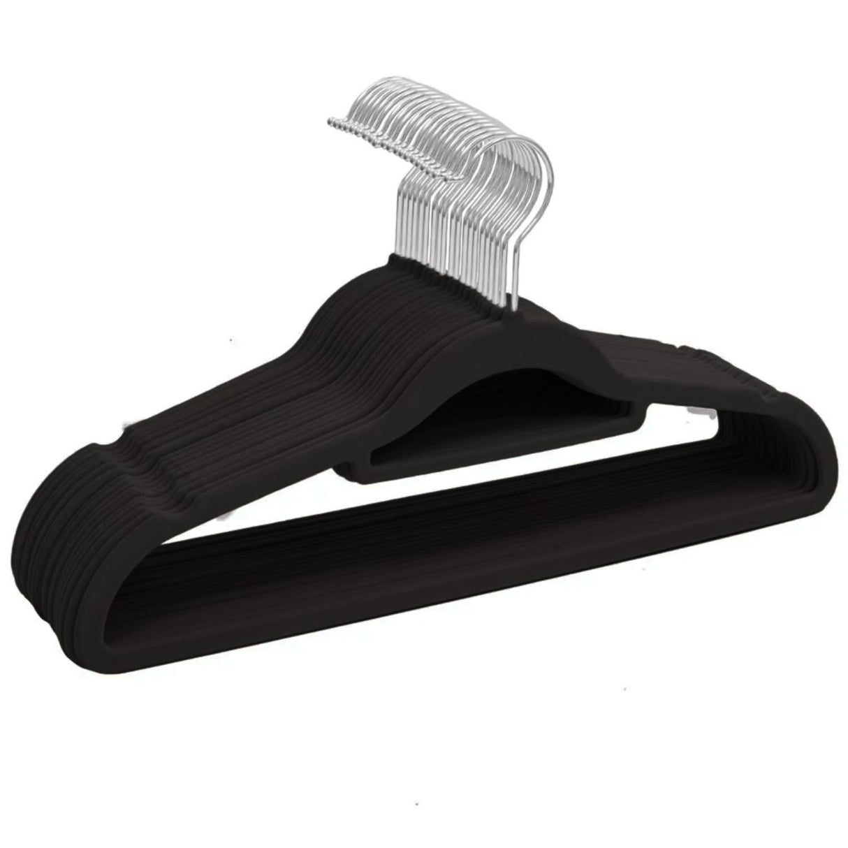 GOMINIMO 30 Pack of Non-Slip Velvet Suit Hangers with Tie Organisers (Black)