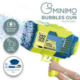 GOMINIMO 132-Hole Bubble Blaster Gun for Kids - Vibrant Dark Blue & Green Design - Front View
