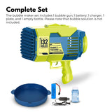 GOMINIMO 132-Hole Bubble Blaster Gun for Kids - Vibrant Dark Blue & Green Design - 45-Degree Angle