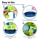 GOMINIMO 132-Hole Bubble Blaster Gun for Kids - Vibrant Dark Blue & Green Design - Close-Up Angle