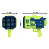 GOMINIMO 132-Hole Bubble Blaster Gun for Kids - Vibrant Dark Blue & Green Design - Low Angle