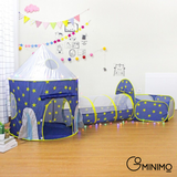 3-in-1 Colorful Capsule-Shaped Kids Play Tent with Carrying Bag (Blue & Yellow) - Rear View