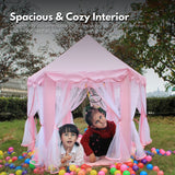 Gominimo Kids Pink Hexagonal Play Tent with LED Lights - Top-Down View
