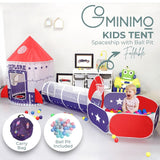 GOMINIMO Kids 3-in-1 Space Explorer Tent with Ball Pit (Vibrant Purple & Red) - Front View