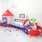 GOMINIMO Kids 3-in-1 Space Explorer Tent with Ball Pit (Vibrant Purple & Red) - Side View