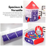 GOMINIMO Kids 3-in-1 Space Explorer Tent with Ball Pit (Vibrant Purple & Red) - Top-Down View