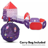 GOMINIMO Kids 3-in-1 Space Explorer Tent with Ball Pit (Vibrant Purple & Red) - Close-Up Angle