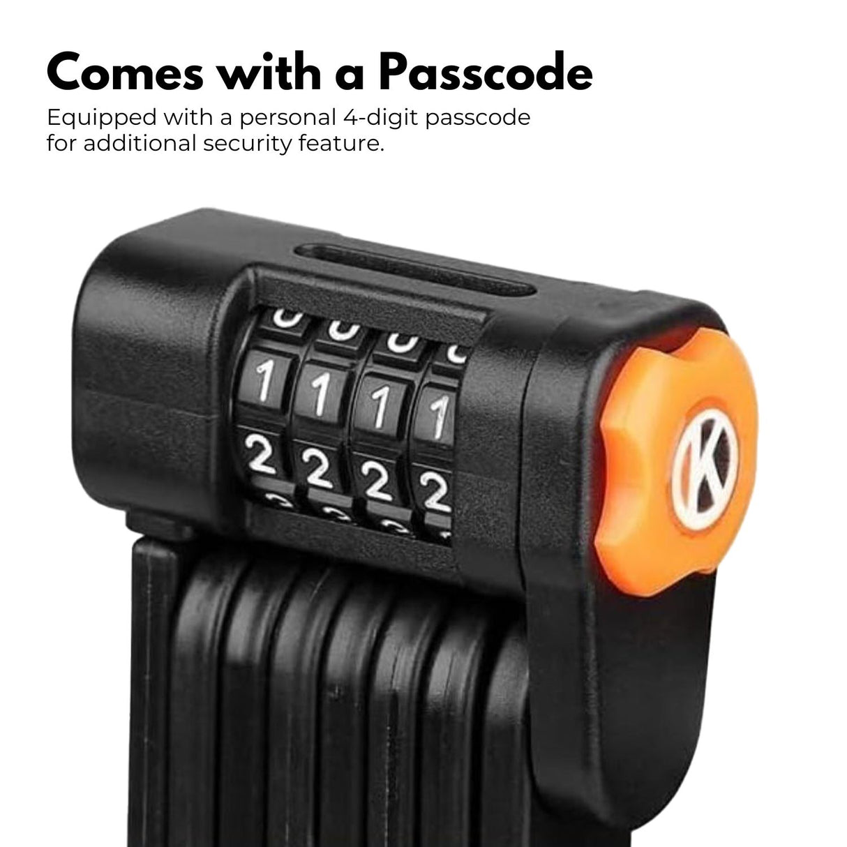 KILIROO Portable Bike Security Folding Lock with 4-Digit Code (Black)