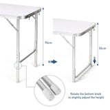 KILIROO Camping Table 120cm Silver (With Black Storage Bag) - 45-Degree Angle