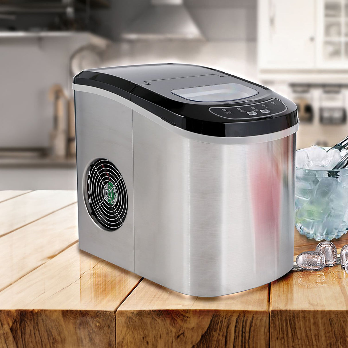 Miraklass Compact Stainless Steel Ice Maker with 2.2L Capacity