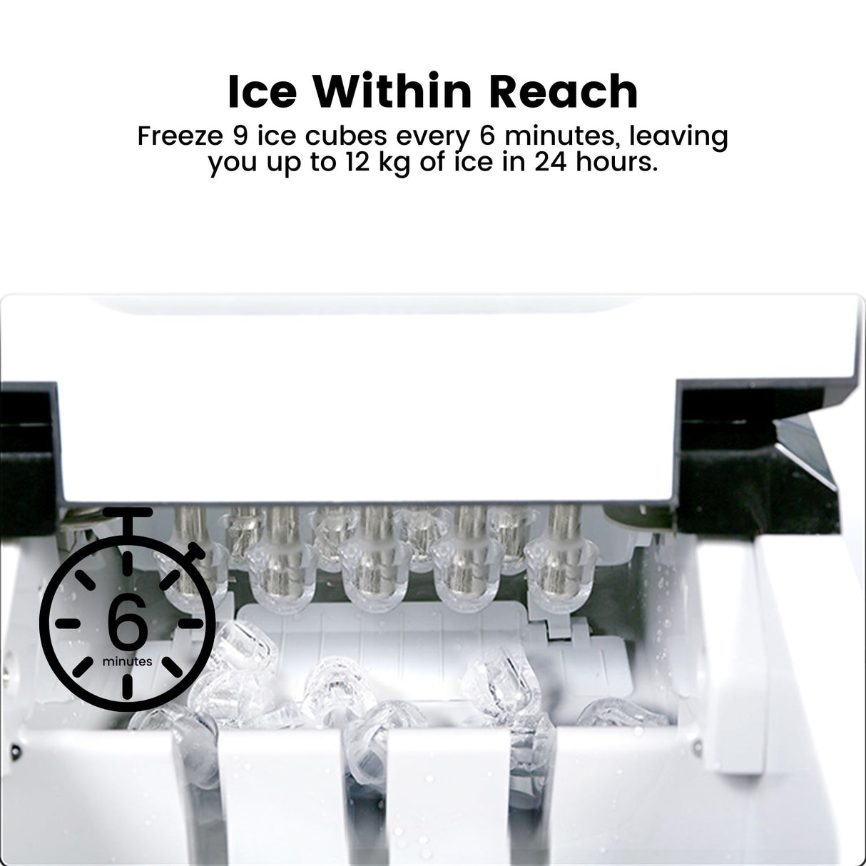 Miraklass Compact Stainless Steel Ice Maker with 2.2L Capacity