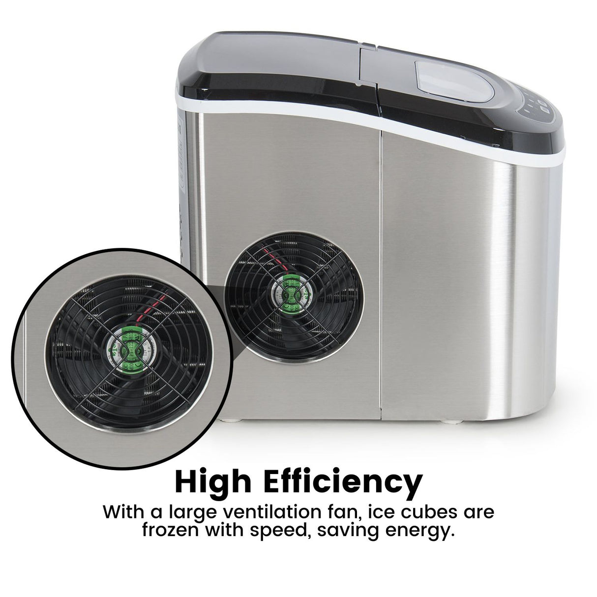 Miraklass Compact Stainless Steel Ice Maker with 2.2L Capacity