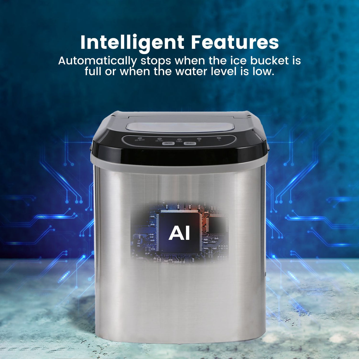 Miraklass Compact Stainless Steel Ice Maker with 2.2L Capacity