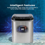 Miraklass Compact Stainless Steel Ice Maker with 2.2L Capacity - Close-Up Angle