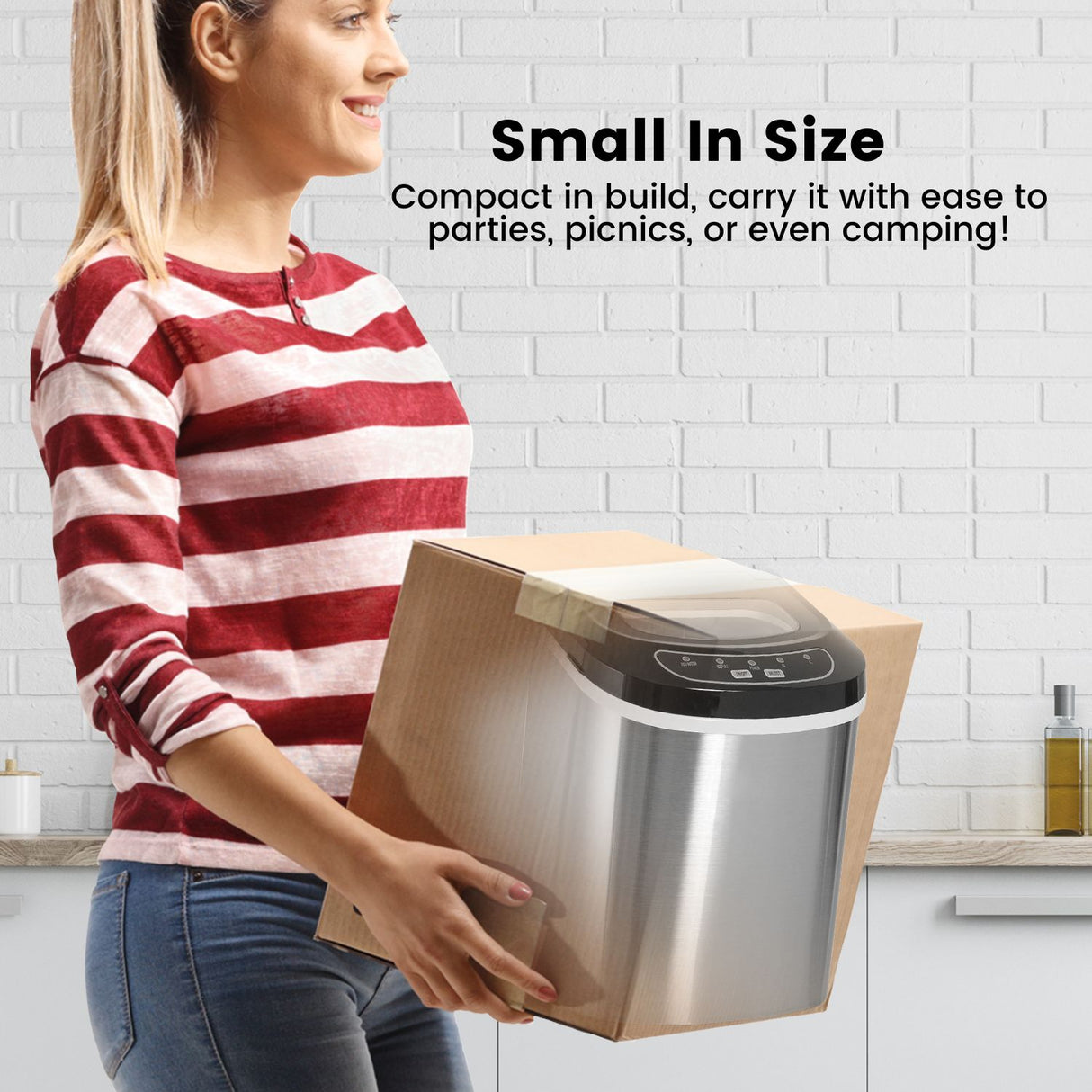 Miraklass Compact Stainless Steel Ice Maker with 2.2L Capacity