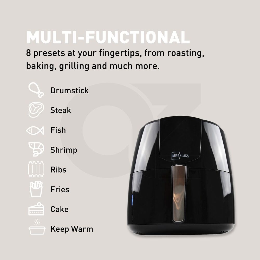 Miraklass 7L Healthy Air Fryer with LCD Display and 8 Cooking Presets