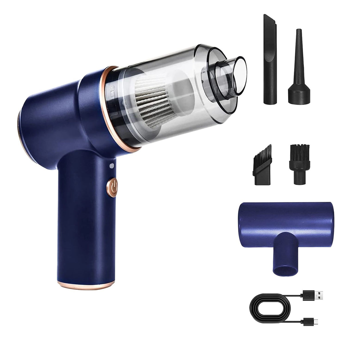 MIRAKLASS 45000RPM Cordless Rechargeable Air Duster & Car Vacuum Cleaner - Navy Blue