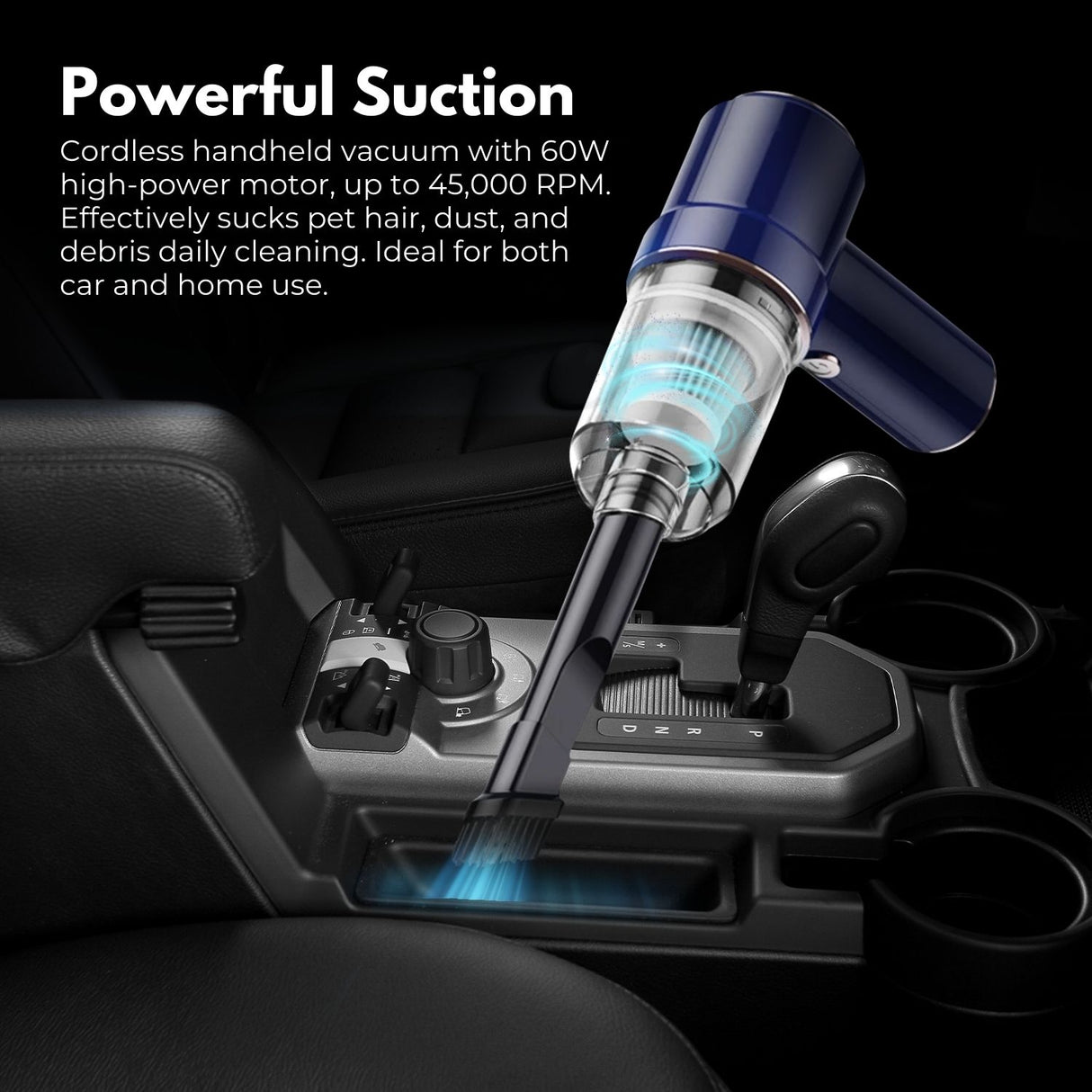 MIRAKLASS 45000RPM Cordless Rechargeable Air Duster & Car Vacuum Cleaner - Navy Blue