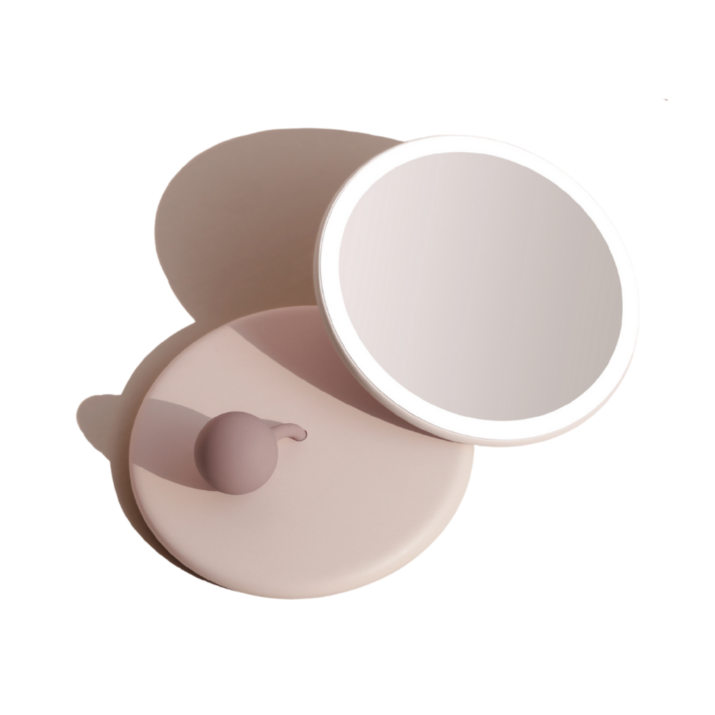 Muid Mini Q Portable Handheld Lighted Mirror in Pink