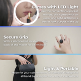 Muid Mini Q Portable Handheld Lighted Mirror in Pink - Top-Down View