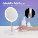 Pink Portable Makeup Mirror with Adjustable LED Light - Top-Down View