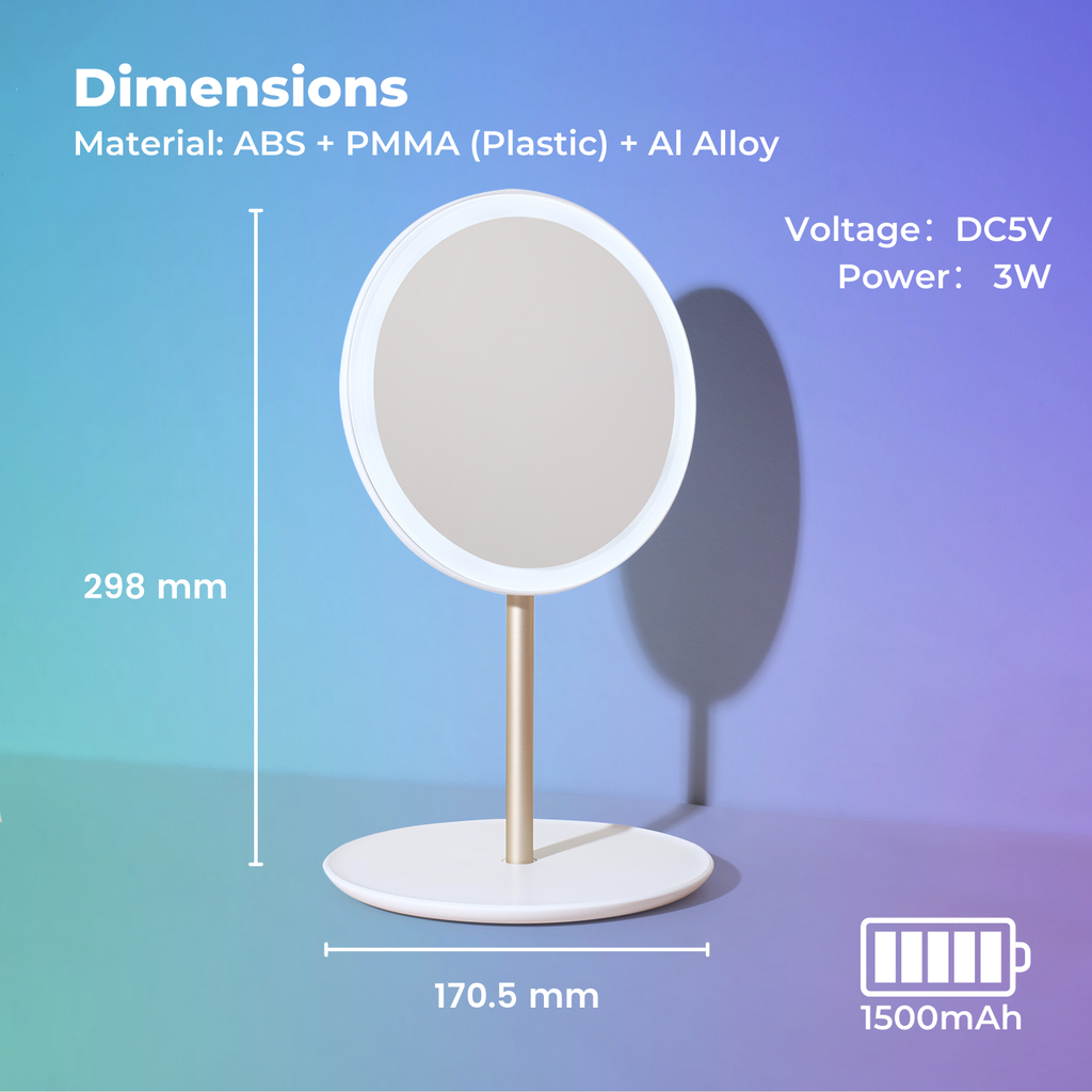 Pink Portable Makeup Mirror with Adjustable LED Light